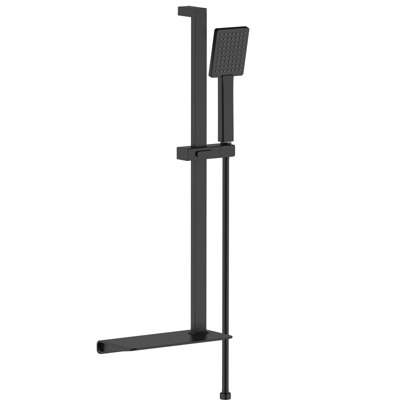 Multifunction Black Shower Rail Kit with Shelf