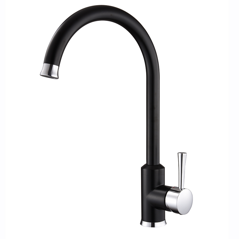 Deck Mounted Black Kitchen Water Tap