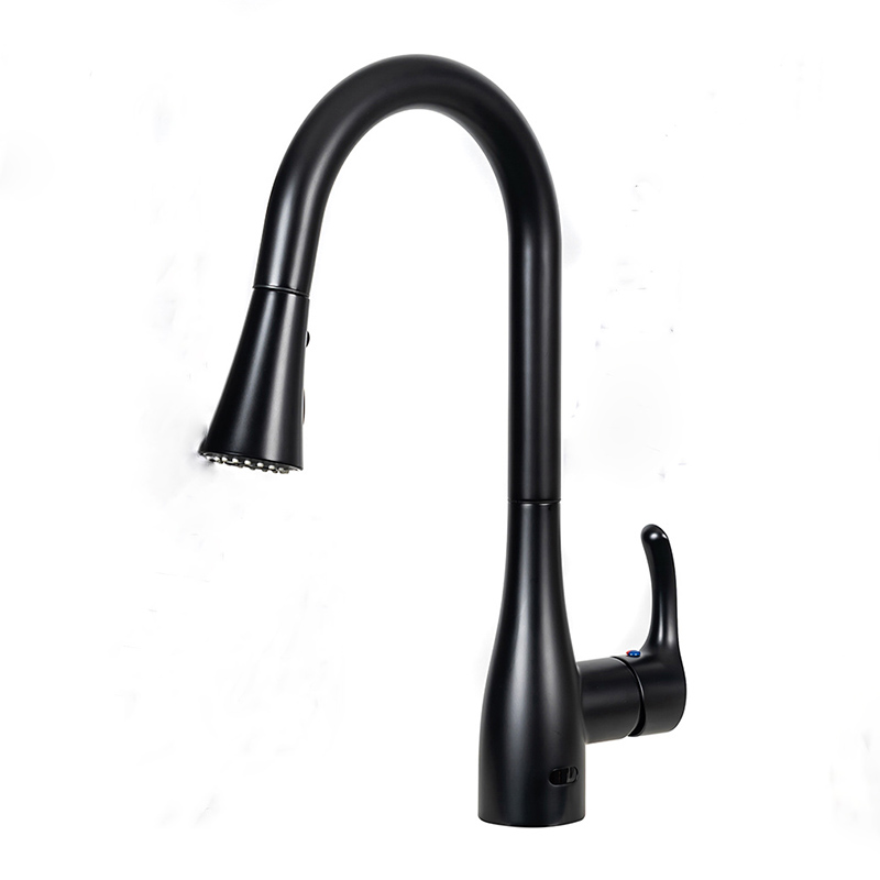 Black Touchless Kitchen Faucets with Pull Down Sprayer