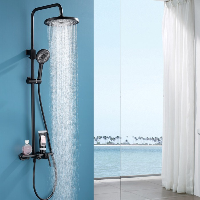 Matte black shower faucet for bathroom